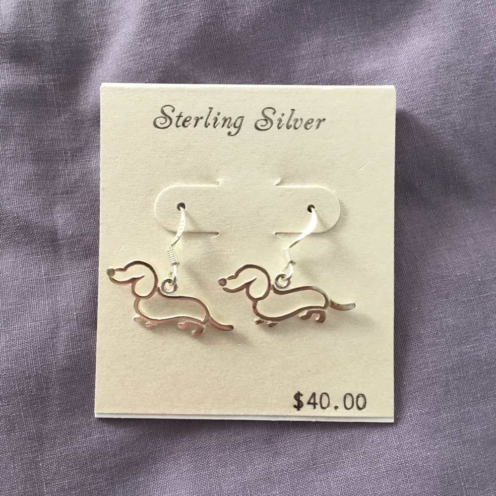 Silver Dachshund Earrings